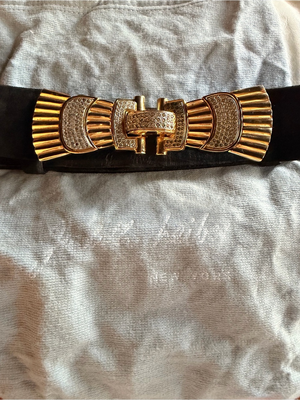 Vintage Judith Lieber Adjustable Suede Belt W/Dust Bag